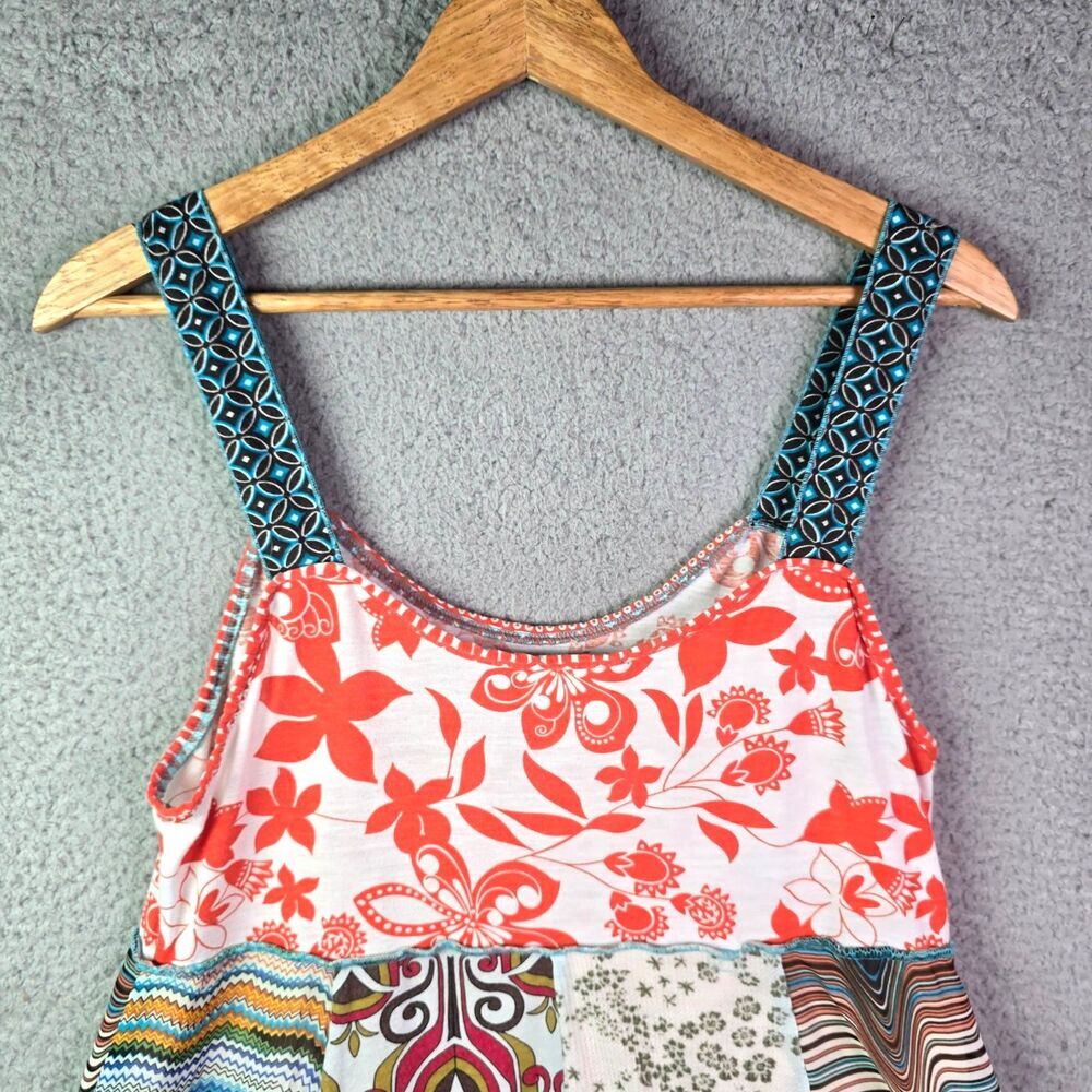 Hand Jive Patchwork Top Multicolor XXL Boho Handkerchief Hem Wearable Art - Picture 3 of 13